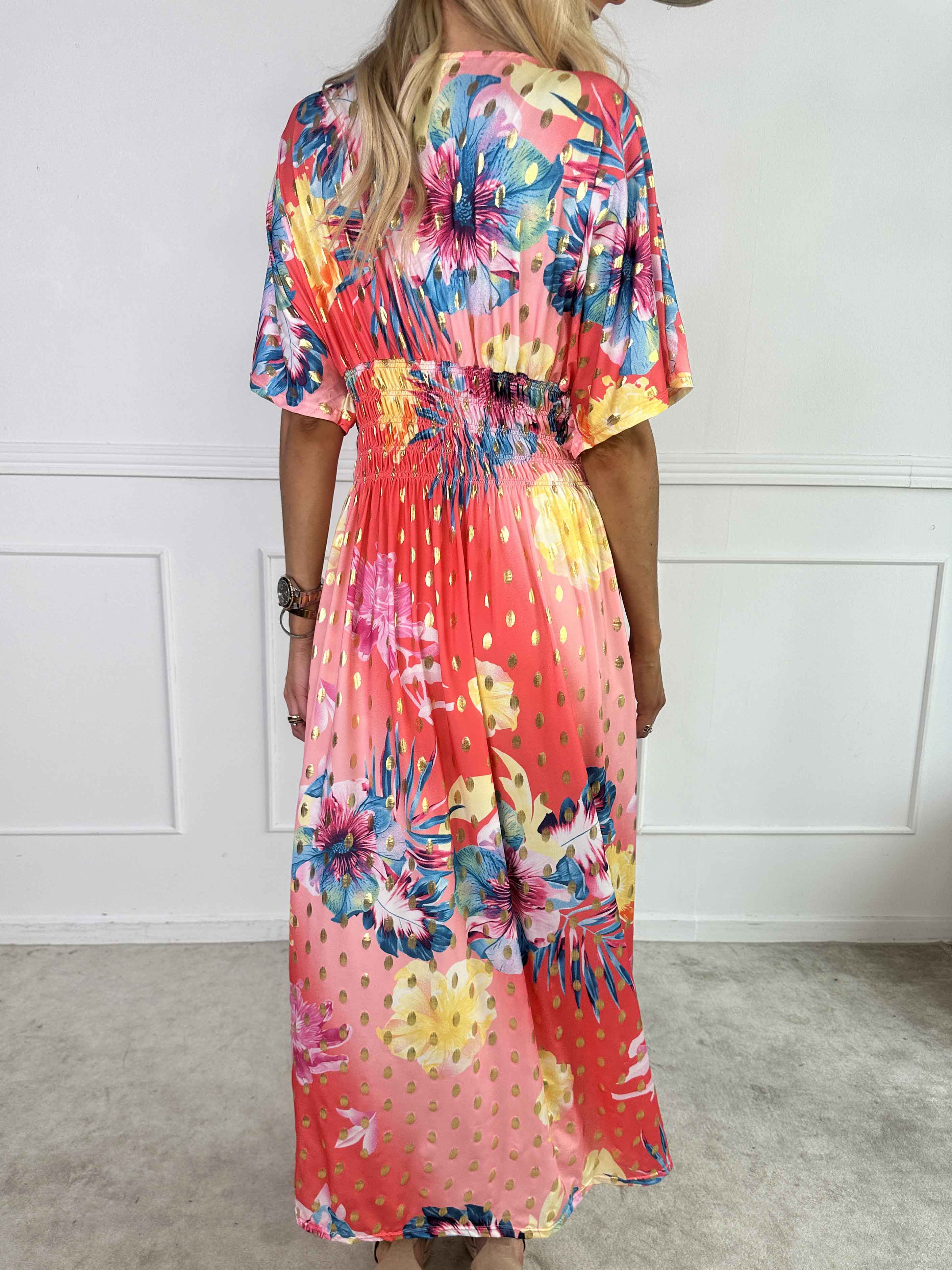 Pams Hawaii - Lång klänning i stretchtyg med blommönster